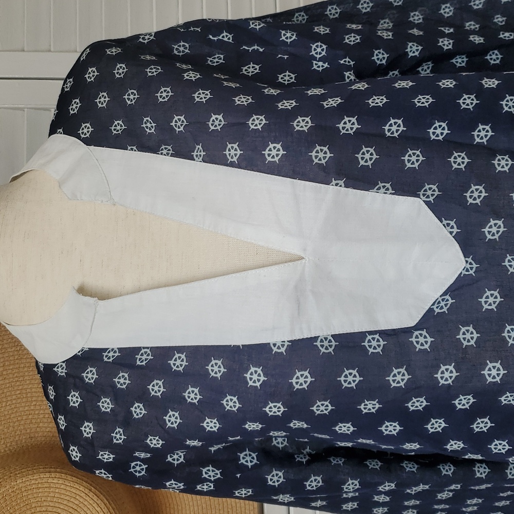 Shiraleah Navy and White Nautical Swim Coverup Tunic Size XL - Picture 3 of 5